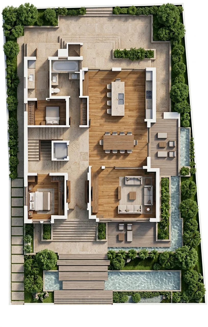 Khan's Mansion — Ground Floor — 3D plan