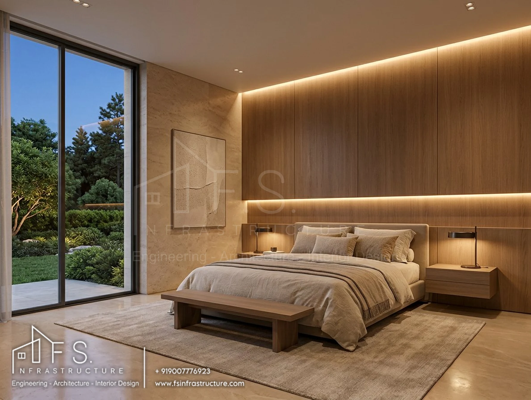 Khan's Mansion — Master bedroom · Wide view