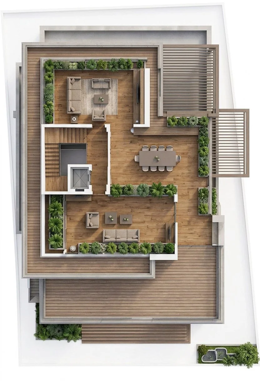 Khan's Mansion — Second Floor · Roof Terrace — 3D plan