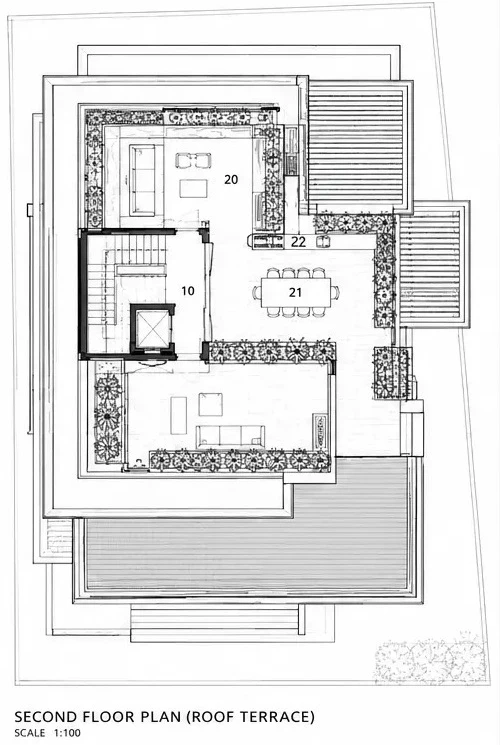 Khan's Mansion — Second Floor · Roof Terrace — drawing