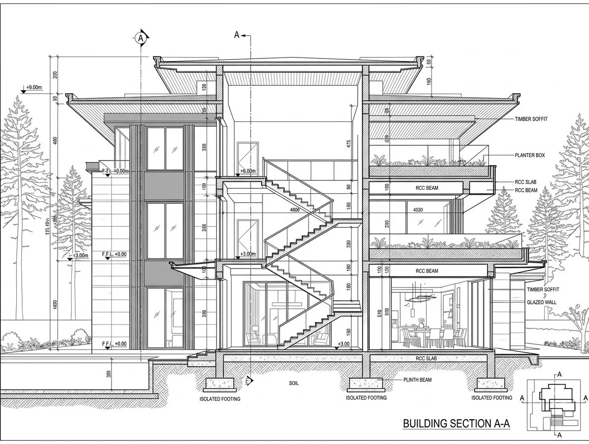 Khan's Mansion — Building section A-A