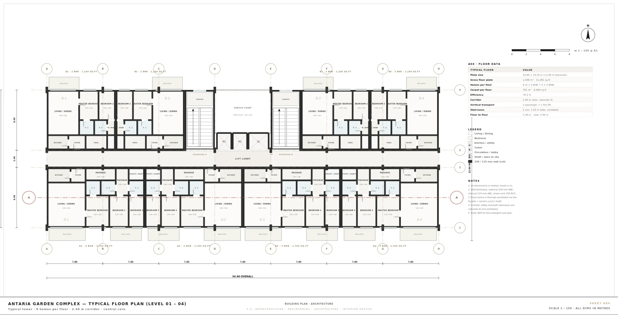 A04 — Typical Tower Floor Layout Plan