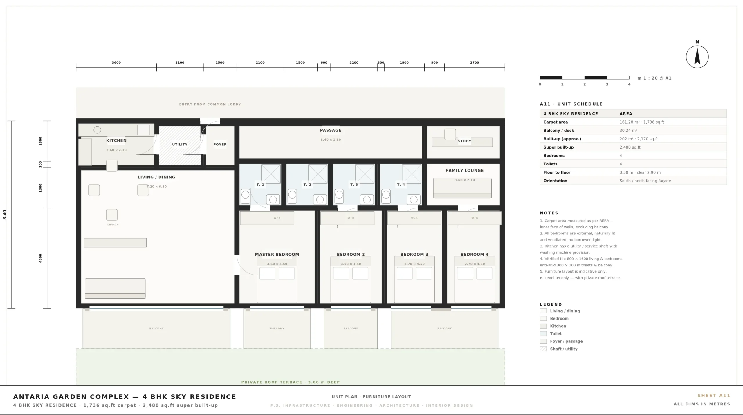 A11 — 4 BHK Sky Mansion Penthouse Unit Plan