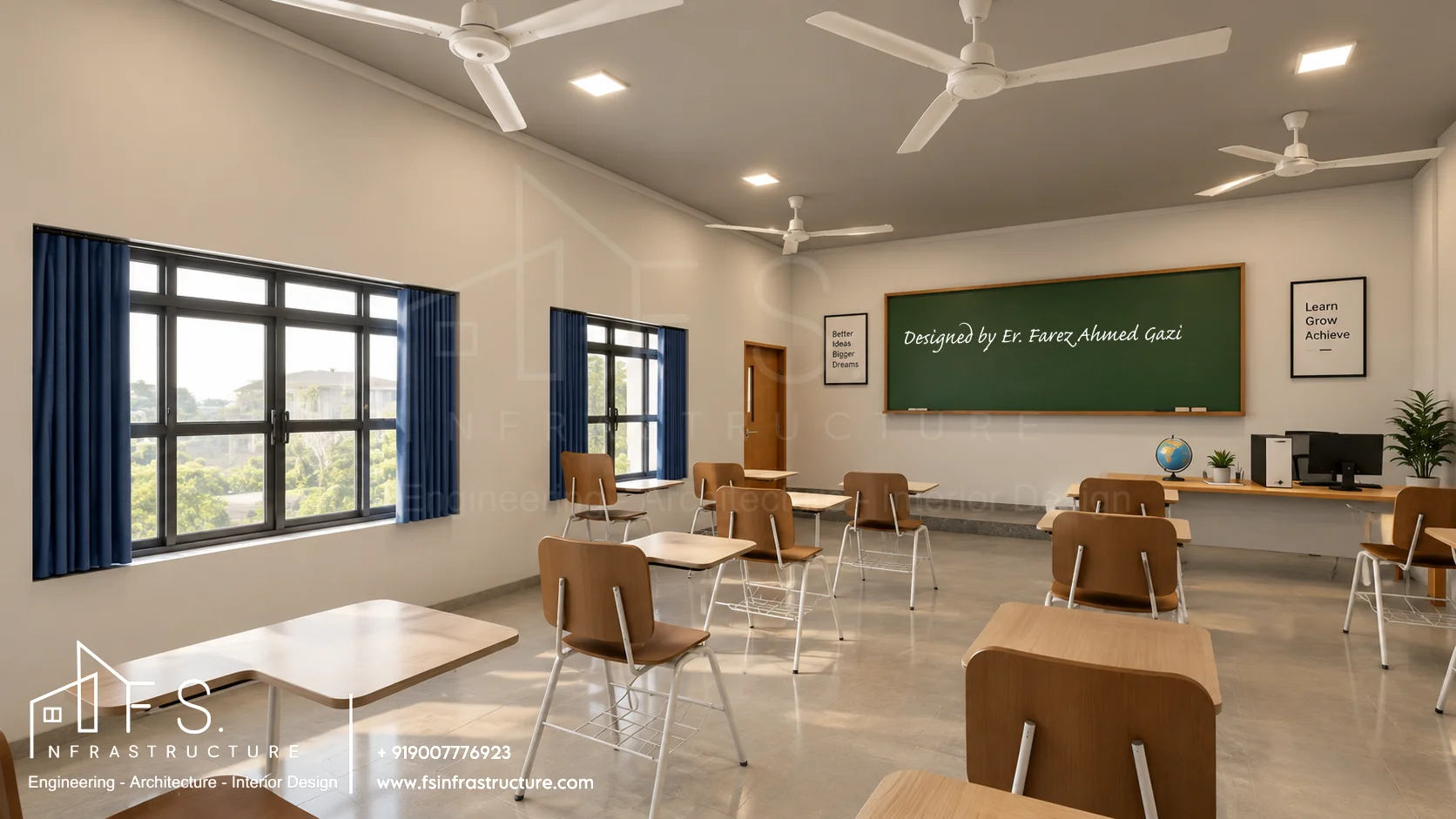 Army Public School, Panagarh — Smart classroom · Window & seating view