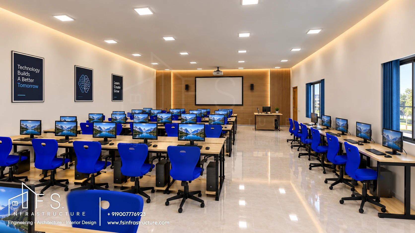 Army Public School, Panagarh — Computer lab · Workstations & projection wall