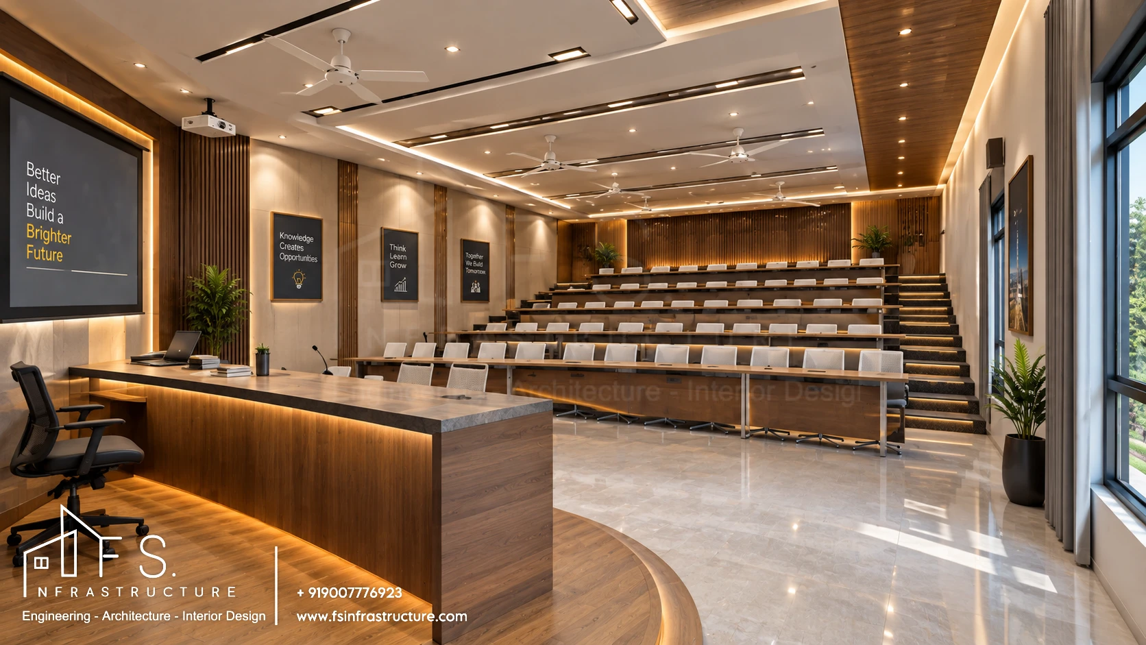 Army Public School, Panagarh — Executive AV lecture hall · Podium & tiered seating