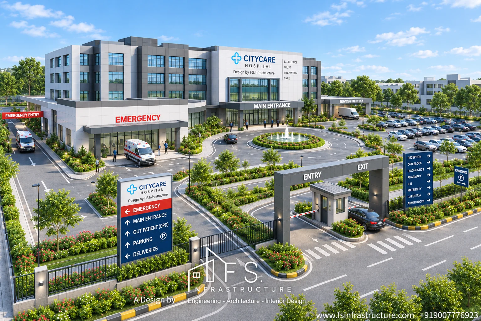 Citycare Hospital daylight campus architectural view