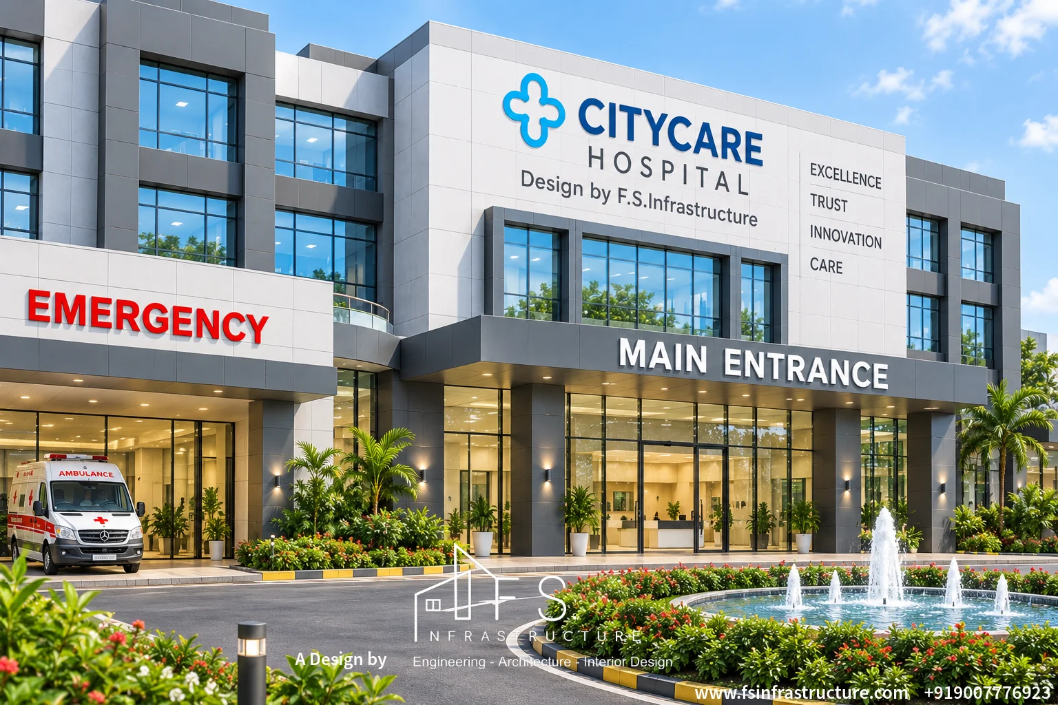 Citycare Hospital main entrance architecture