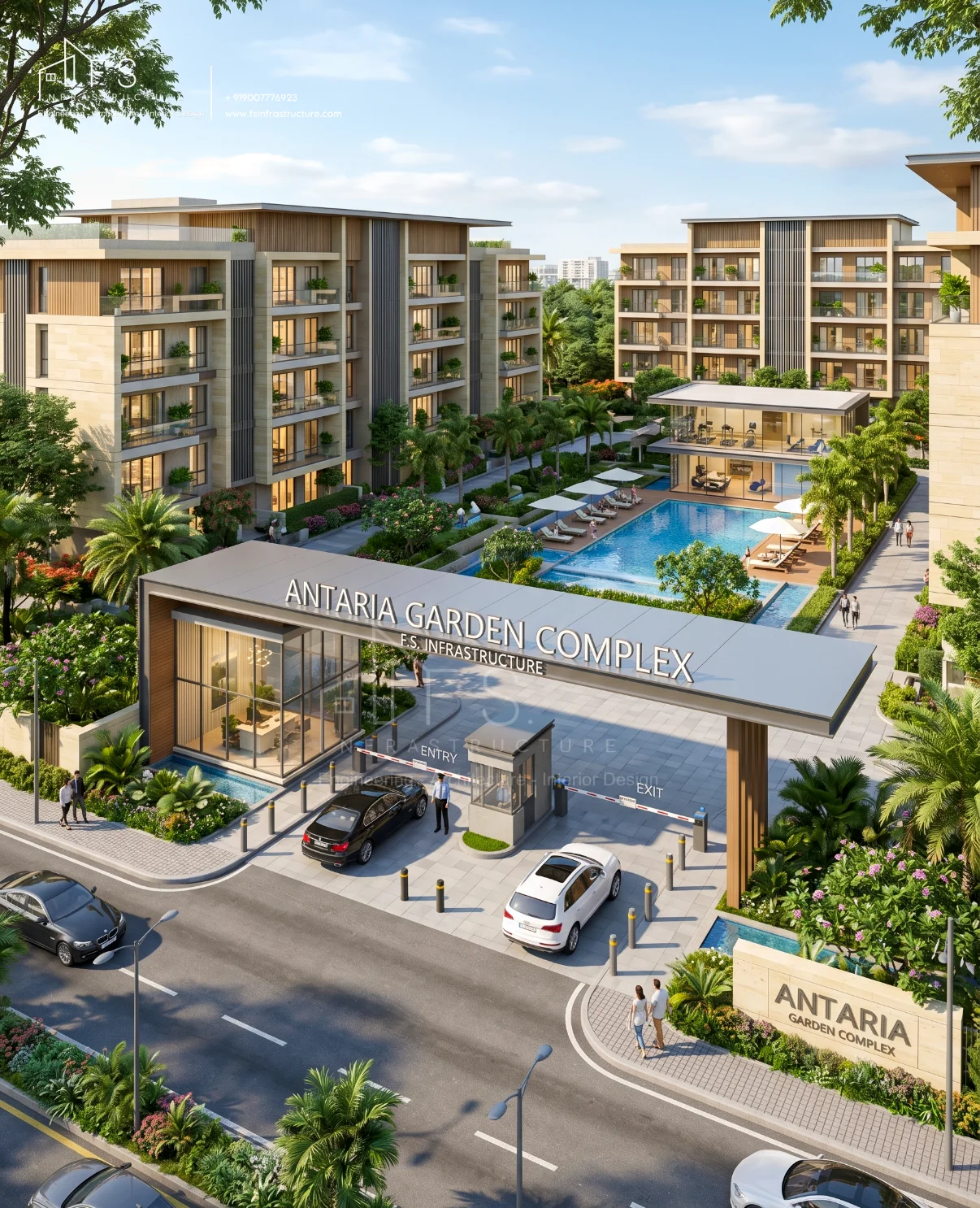 Antaria Garden Complex Madhyamgram Rajarhat Kolkata — Master Perspective 3D Render