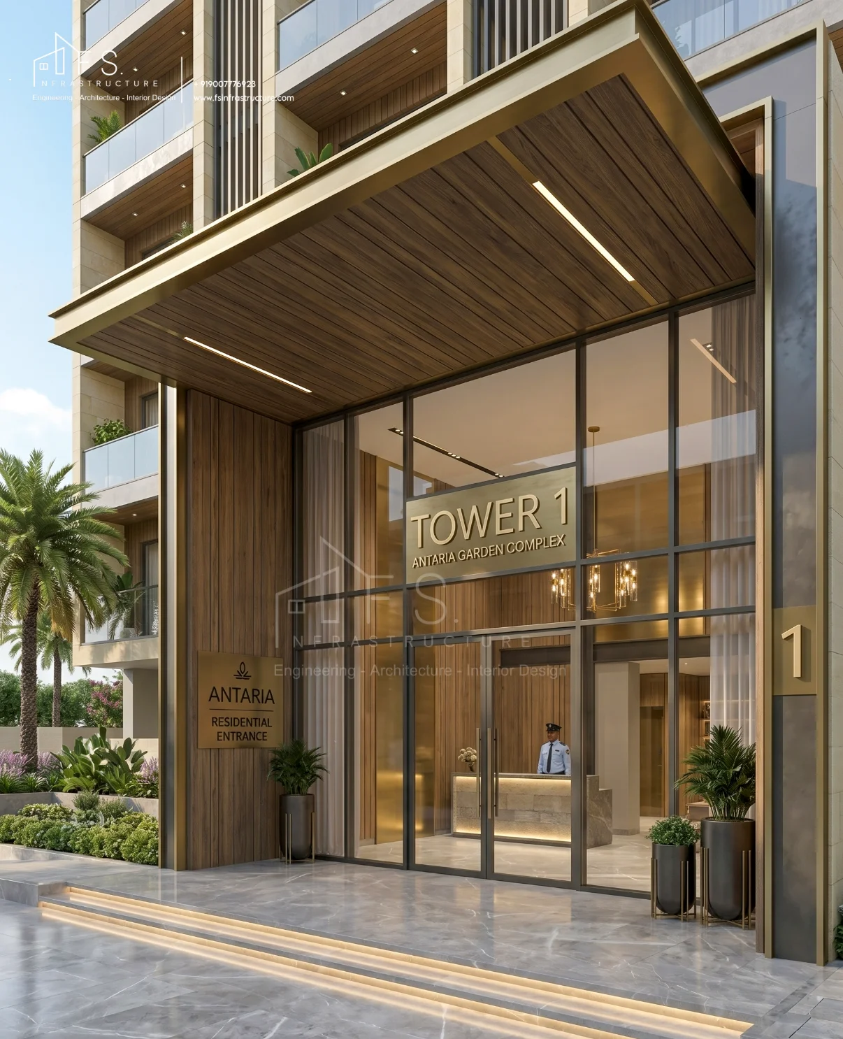 Antaria Garden Complex Kolkata — Architectural Tower Façade Detail